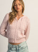 HARLOW HARLOW MAUDE CABLE KNIT ZIP UP - BABY PINK - Boathouse