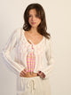 CHANDAIL HARLOW KRISTY CROCHET MANCHES LONGUES – BLANC