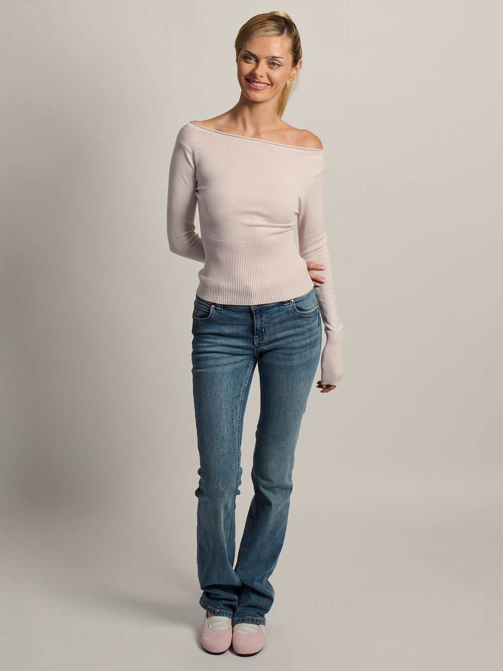 PULL À COL BATEAU HARLOW BRYNN - ROSE BÉBÉ
