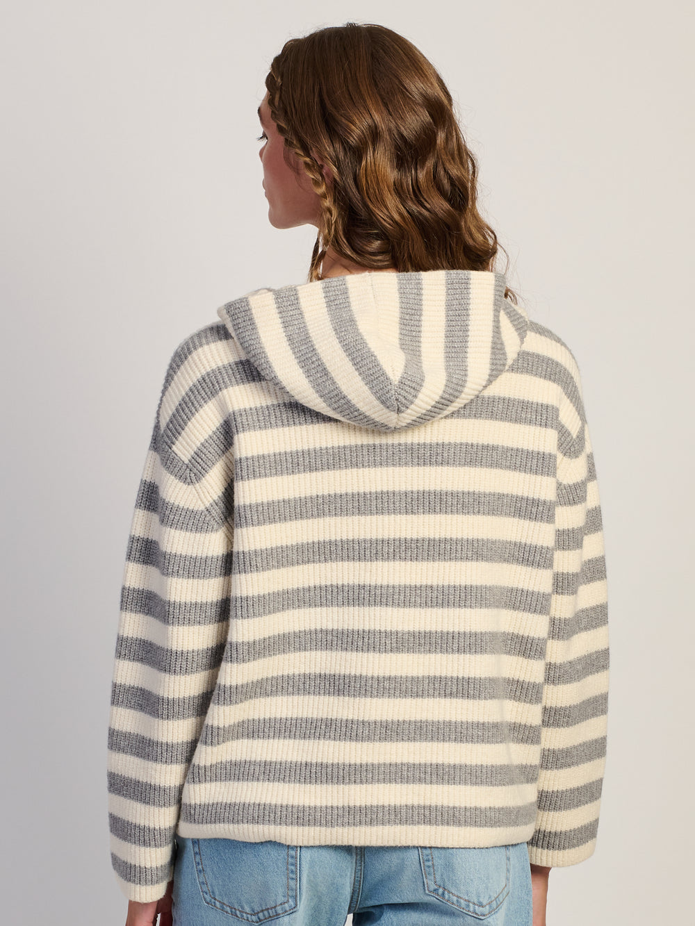 HARLOW CHARLI KNIT ZIP - GRIS/BLANC