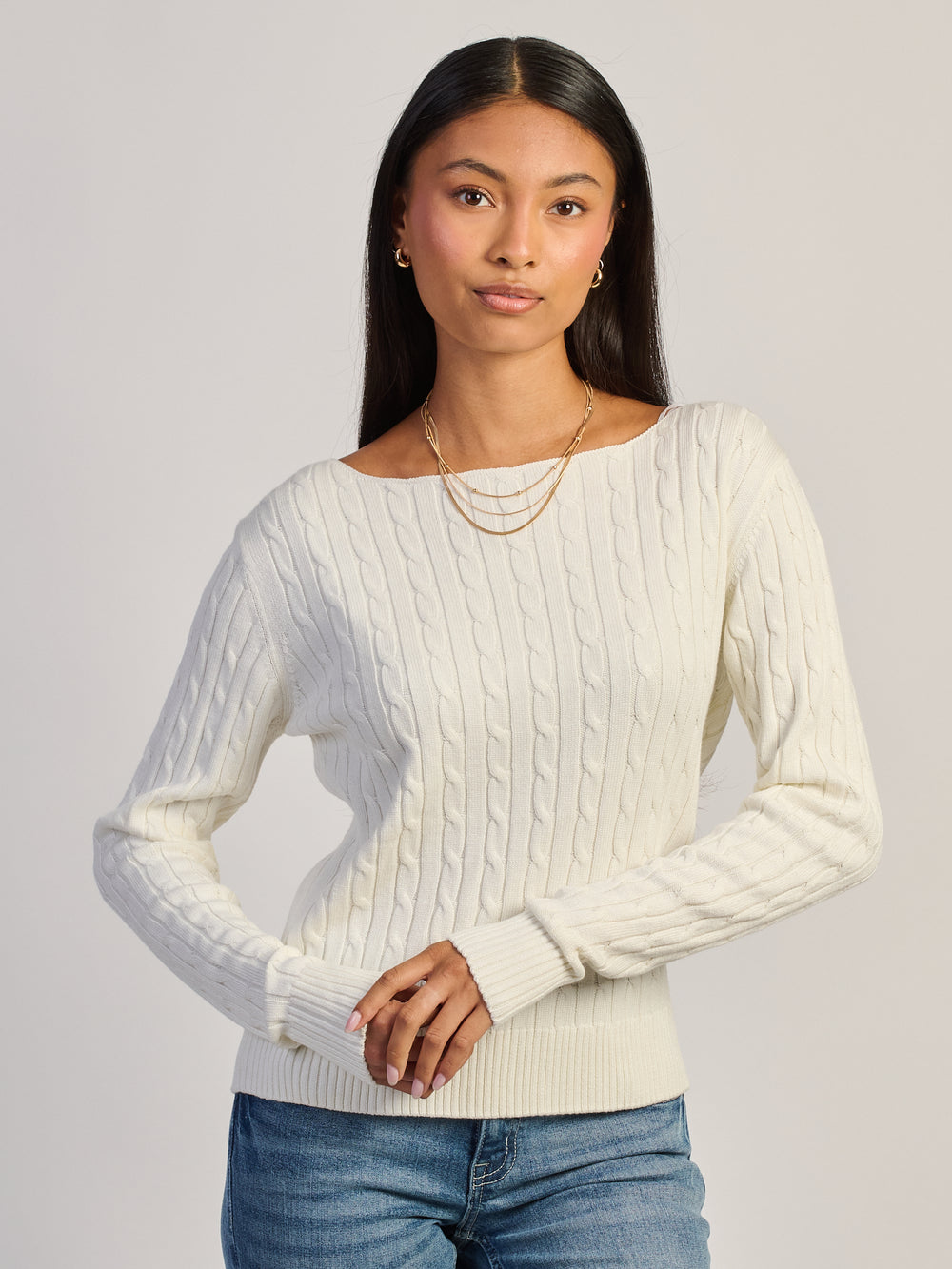 HARLOW CALI CABLEKNIT OFF THE SHOULDER