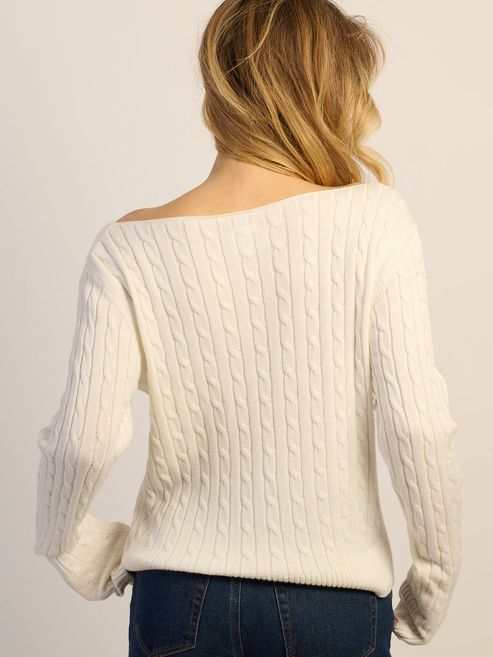 HARLOW CALI CABLEKNIT OFF THE SHOULDER