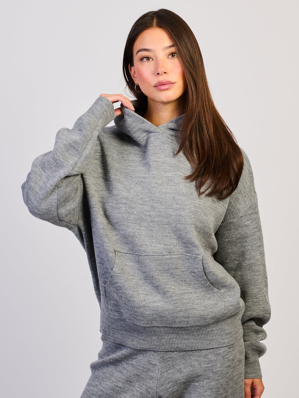 HARLOW HARLOW STORMI KNIT HOODIE - HEATHER GREY - Boathouse