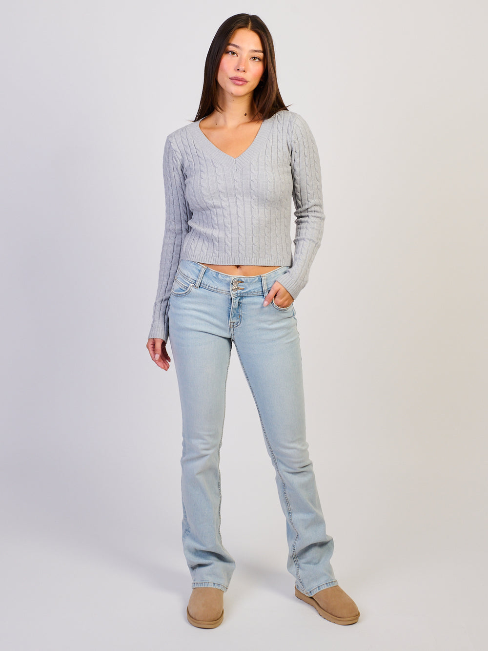 HARLOW HARLOW PAIGE V - NECK SWEATER - CLOUD - Boathouse