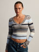HARLOW HARLOW PAIGE V-NECK SWEATER - STRIPE BLUE - Boathouse