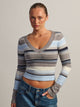 HARLOW HARLOW PAIGE V-NECK SWEATER - STRIPE BLUE - Boathouse