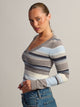 HARLOW HARLOW PAIGE V-NECK SWEATER - STRIPE BLUE - Boathouse