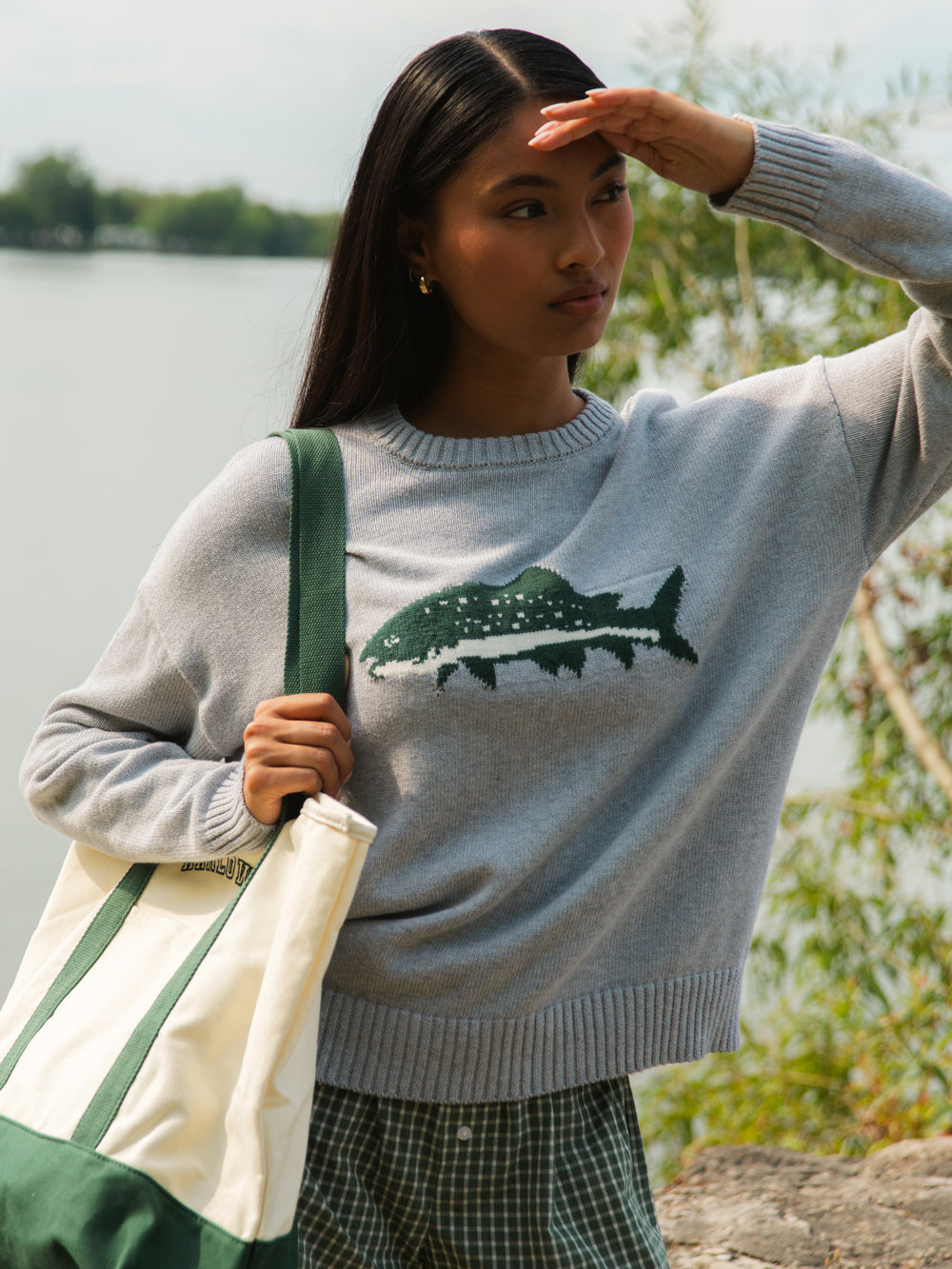 HARLOW LOGAN KNIT CREWNECK - HEATHER GREY