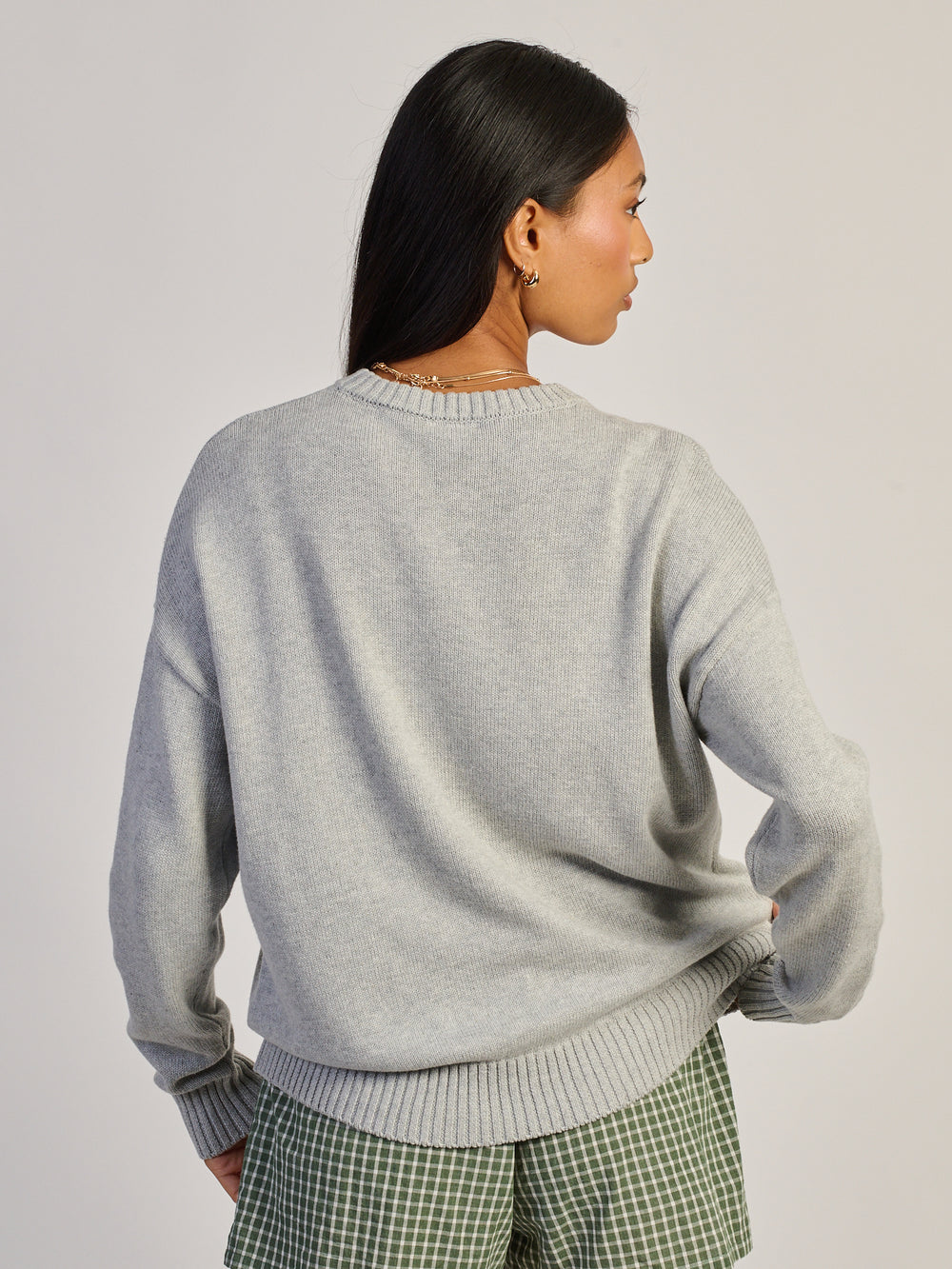HARLOW LOGAN KNIT CREWNECK - HEATHER GREY
