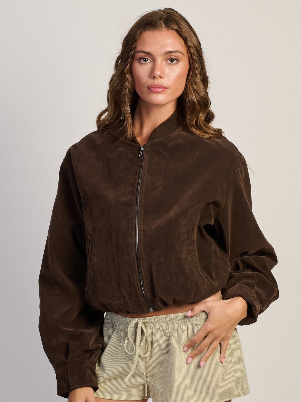 VESTE EN DAIM HARLOW SARA - MARRON