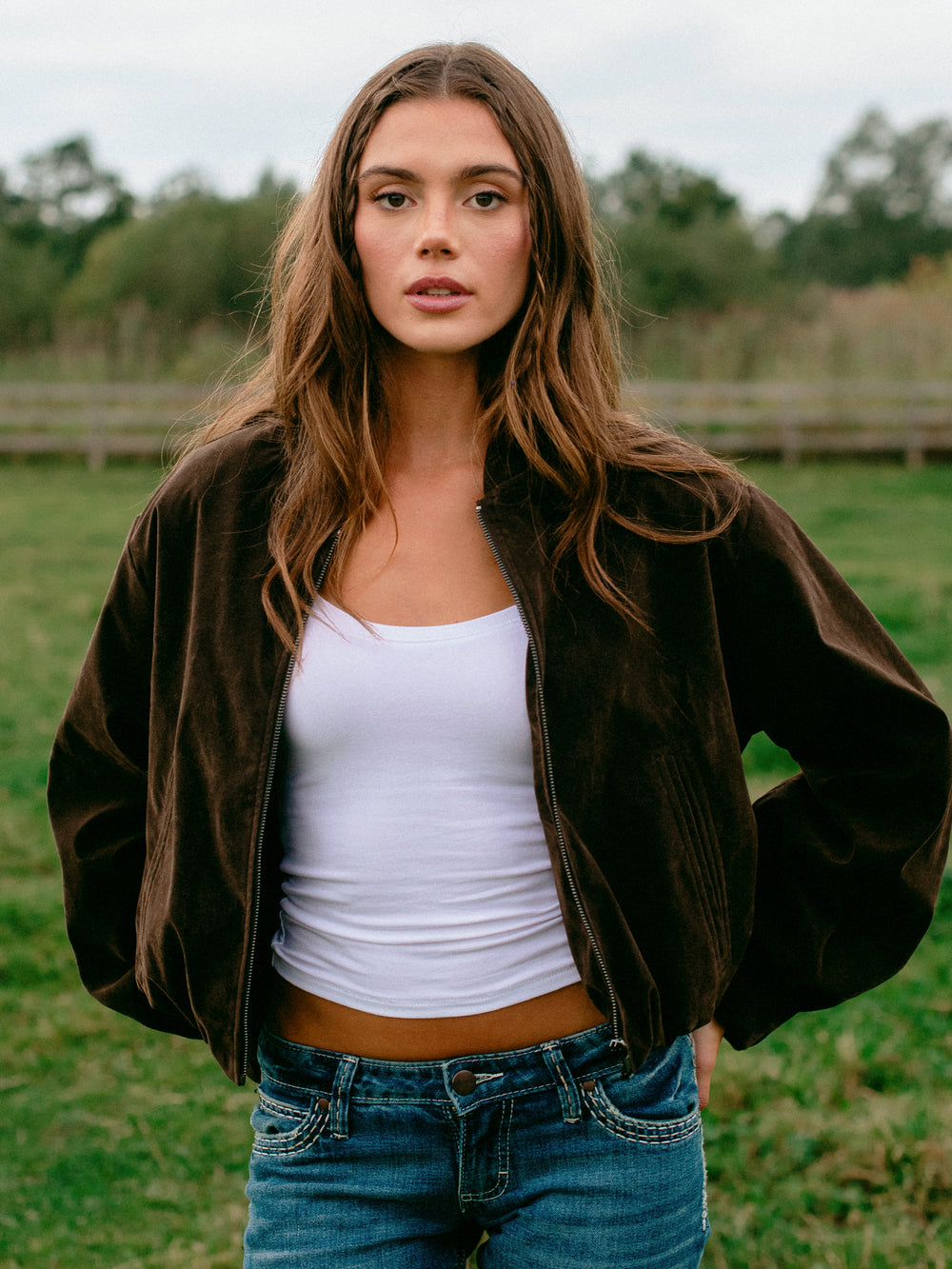 HARLOW HARLOW SARA SUEDE JACKET - BROWN - Boathouse