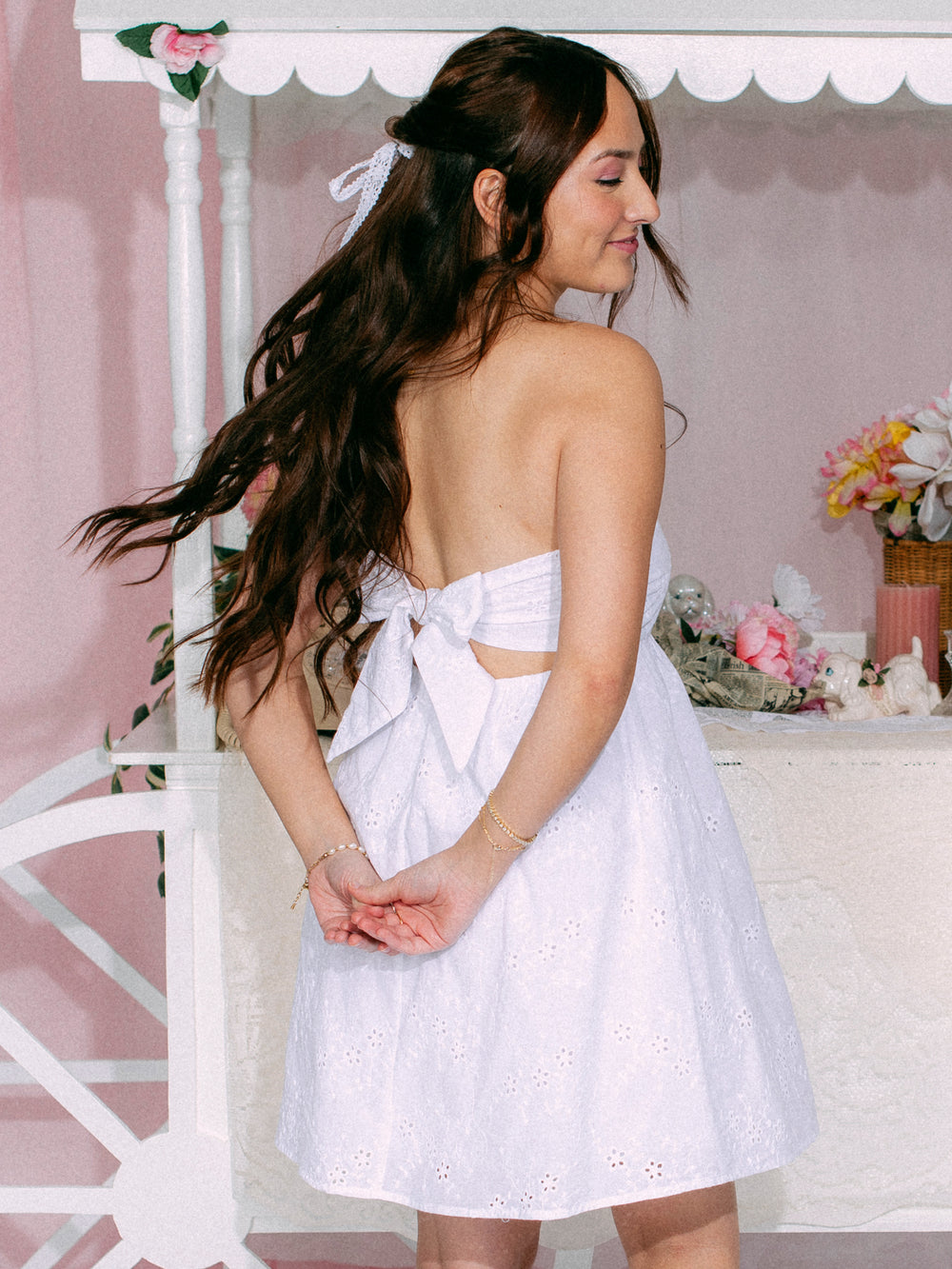 HARLOW JUNE DRESS - EYELETTE - WHITE
