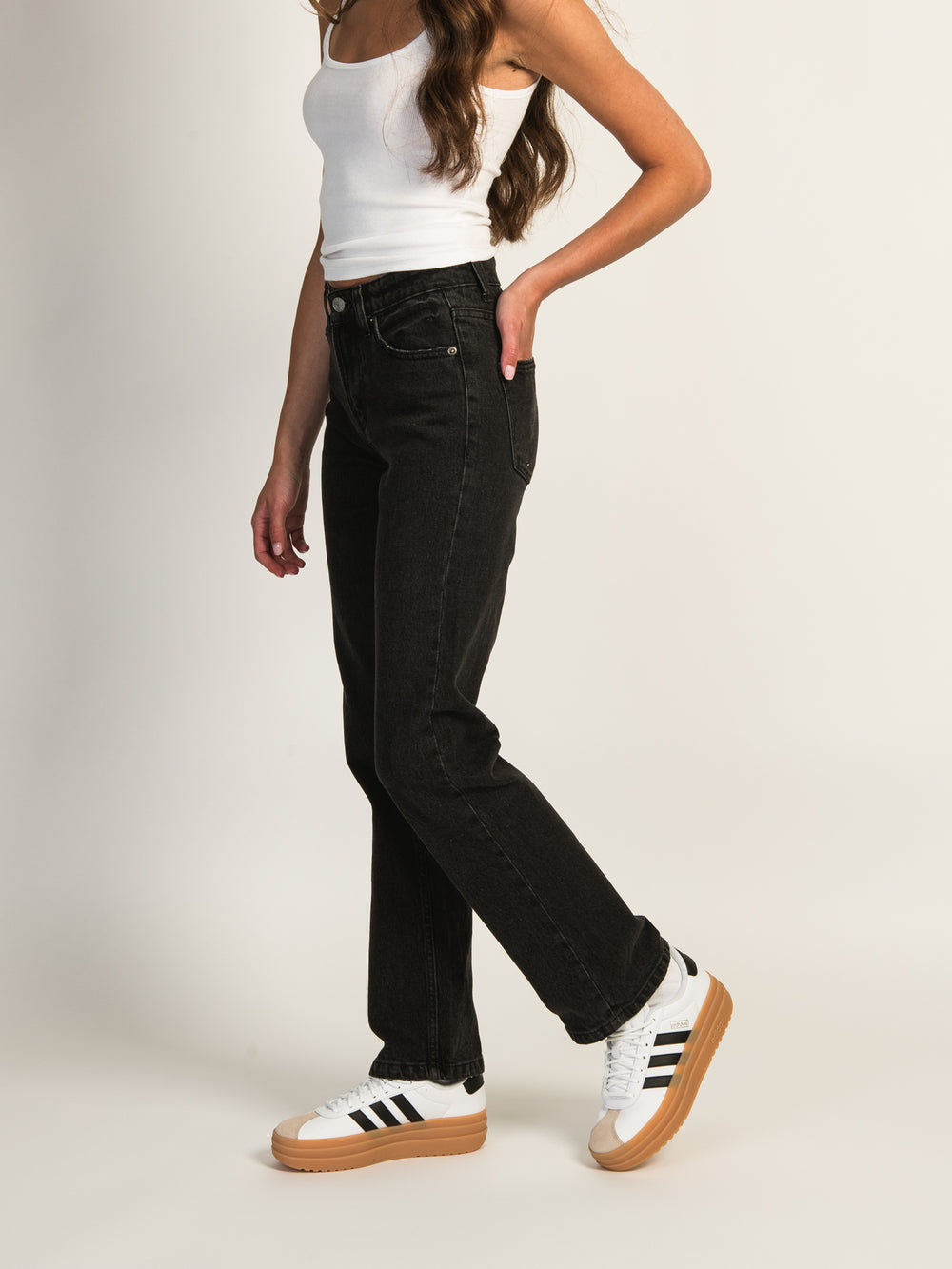 JEAN DROIT TAILLE MI-HAUTE HARLOW - NOIR