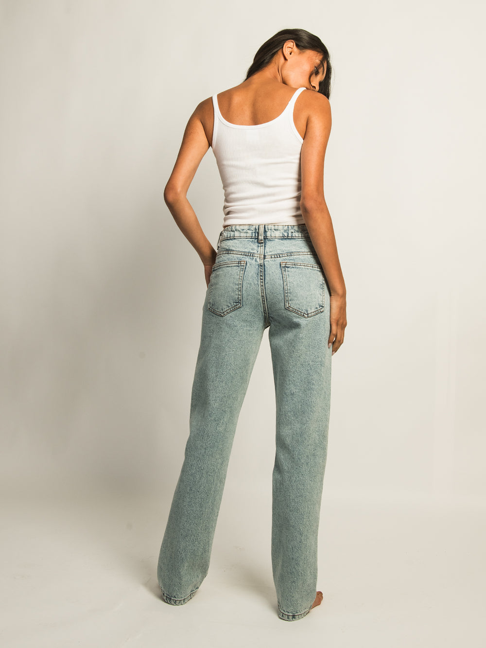 JEAN DROIT TAILLE MI-HAUTE HARLOW - DÉLAVAGE LÉGER