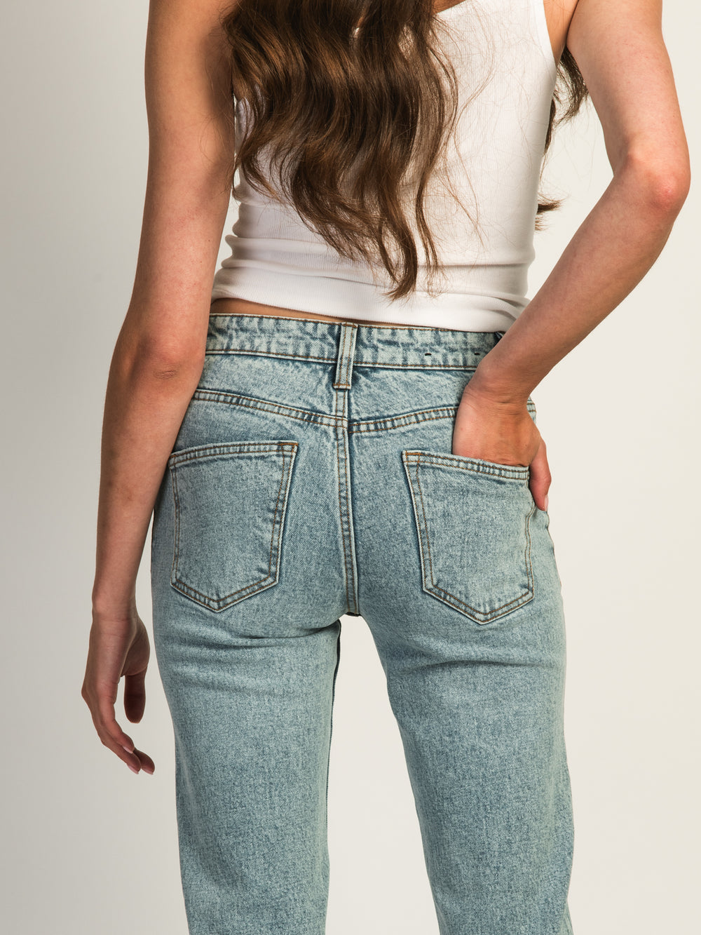 JEAN DROIT TAILLE MI-HAUTE HARLOW - DÉLAVAGE LÉGER