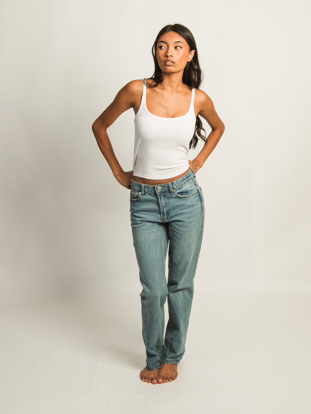 JEAN DROIT TAILLE MI-HAUTE HARLOW - DÉLAVAGE MOYEN