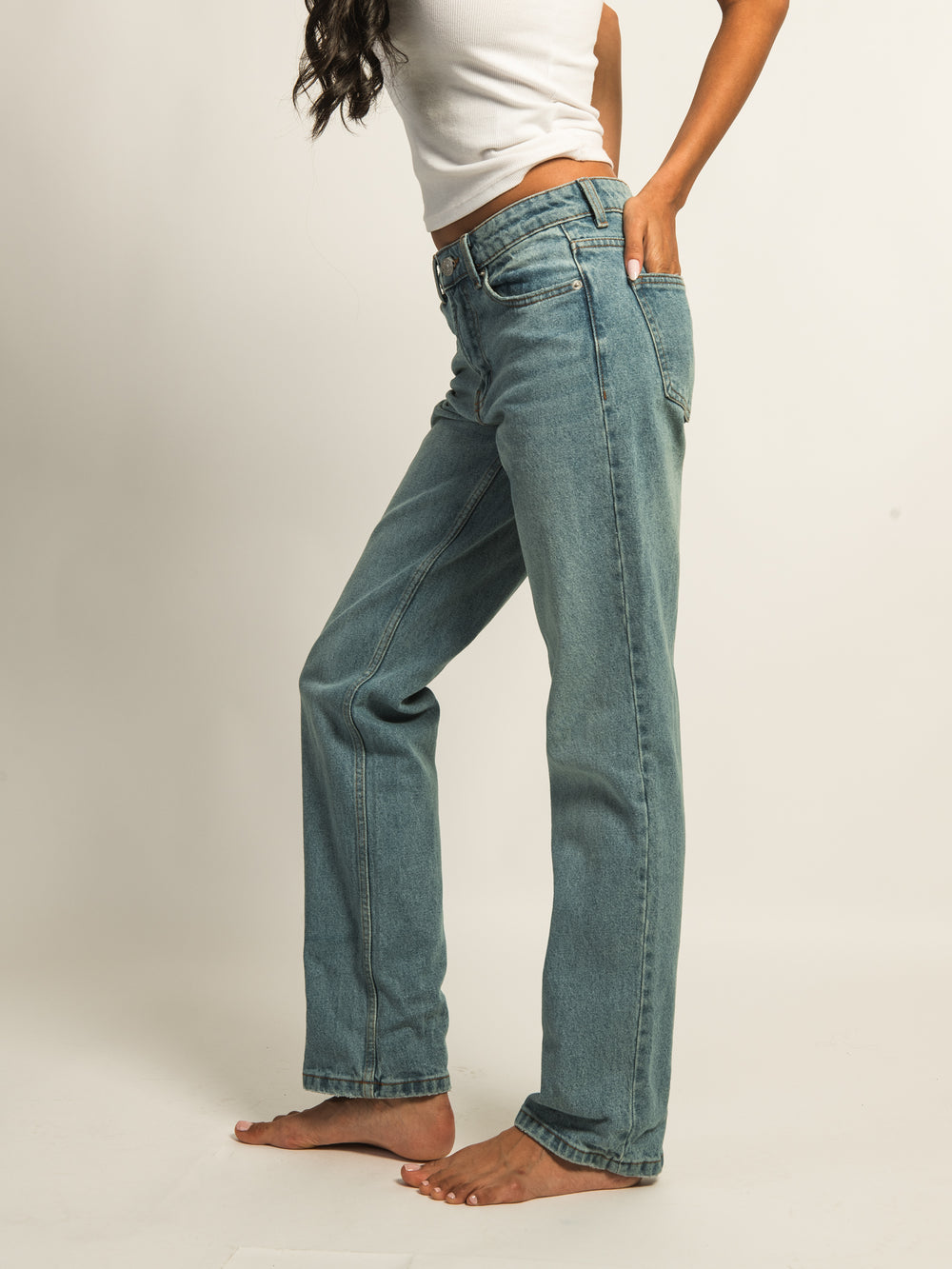 JEAN DROIT TAILLE MI-HAUTE HARLOW - DÉLAVAGE MOYEN