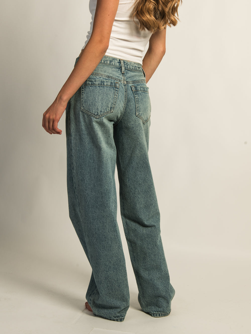 HARLOW BAGGY BOYFRIEND JEAN TIE WAIST - MID WASH