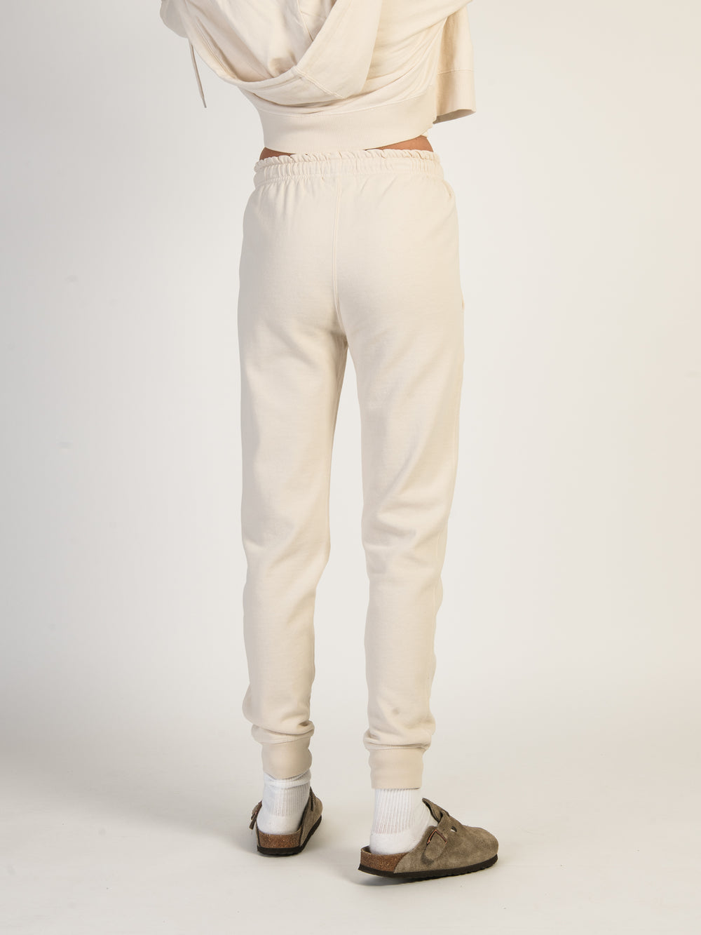 HARLOW HIGH RISE FLEECE JOGGER - CREAM - CLEARANCE