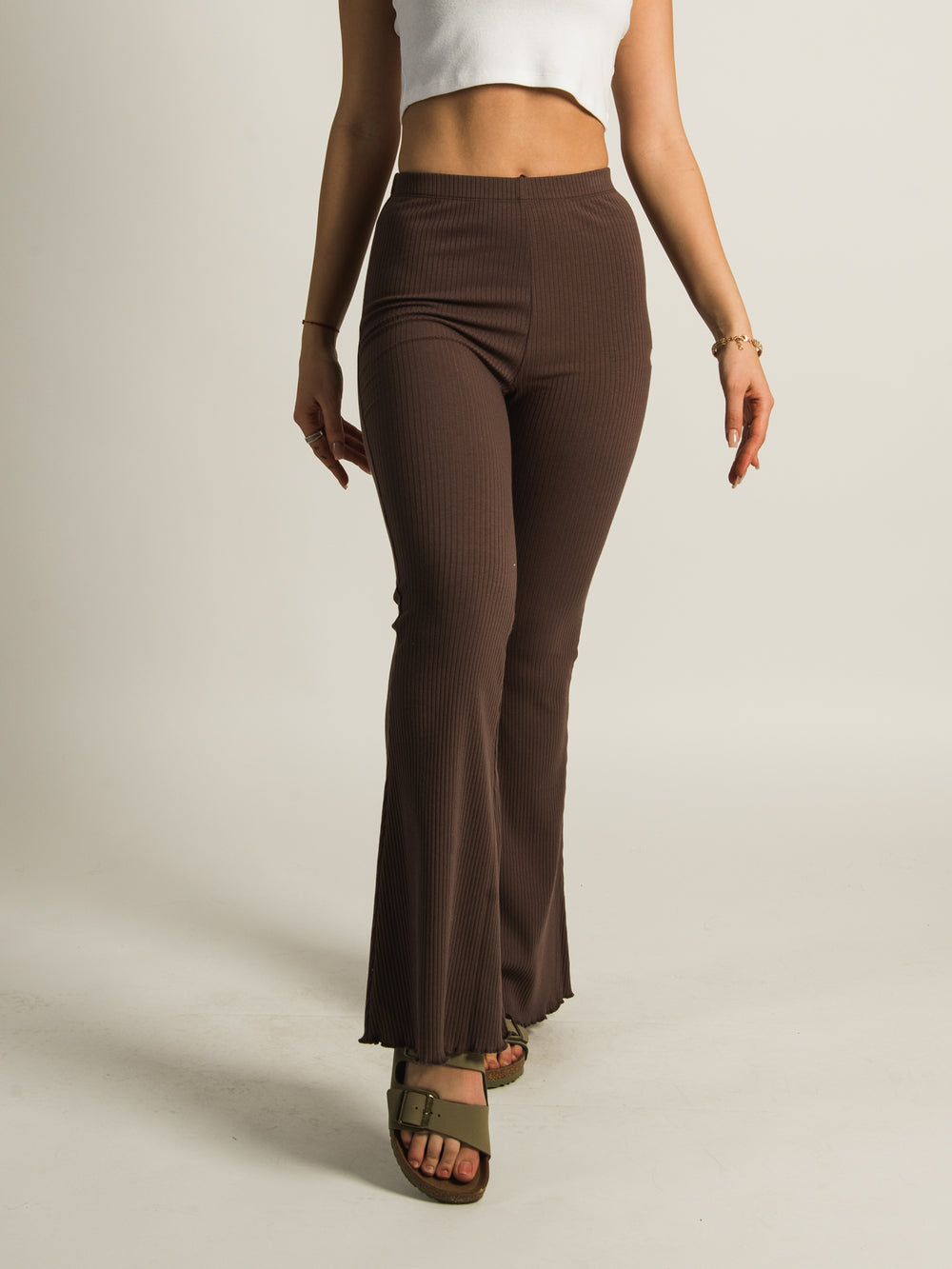 HARLOW RIBBED FLARE PANT - CLEARANCE