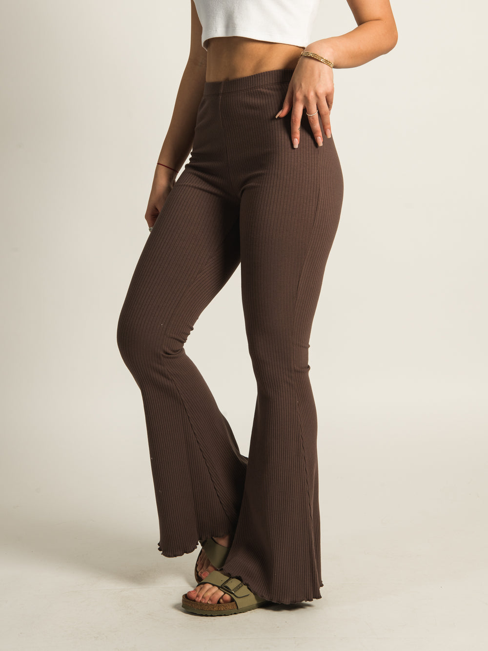 HARLOW RIBBED FLARE PANT - CLEARANCE