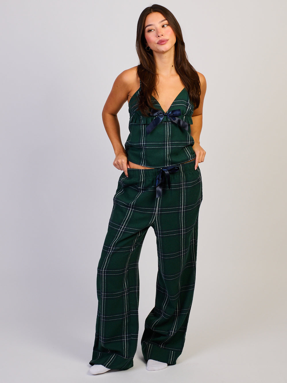 PANTALON À CARREAUX HARLOW - FORÊT