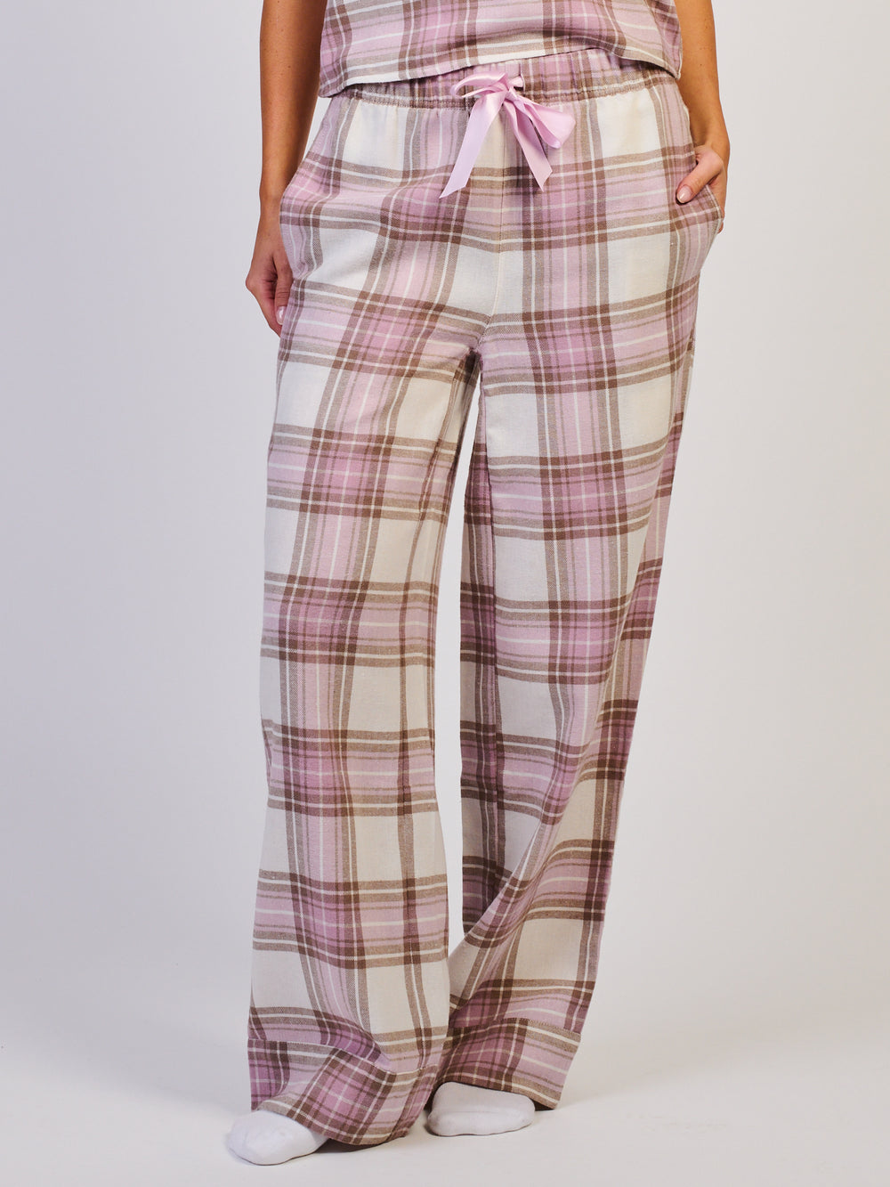 PANTALON HARLOW À CARREAUX - ROSE