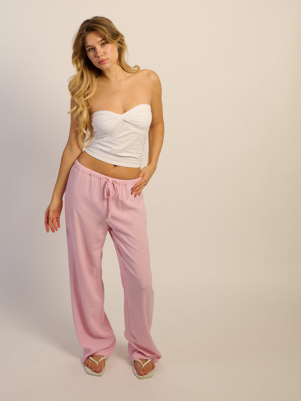 HARLOW LANA LINEN PANT - PINK