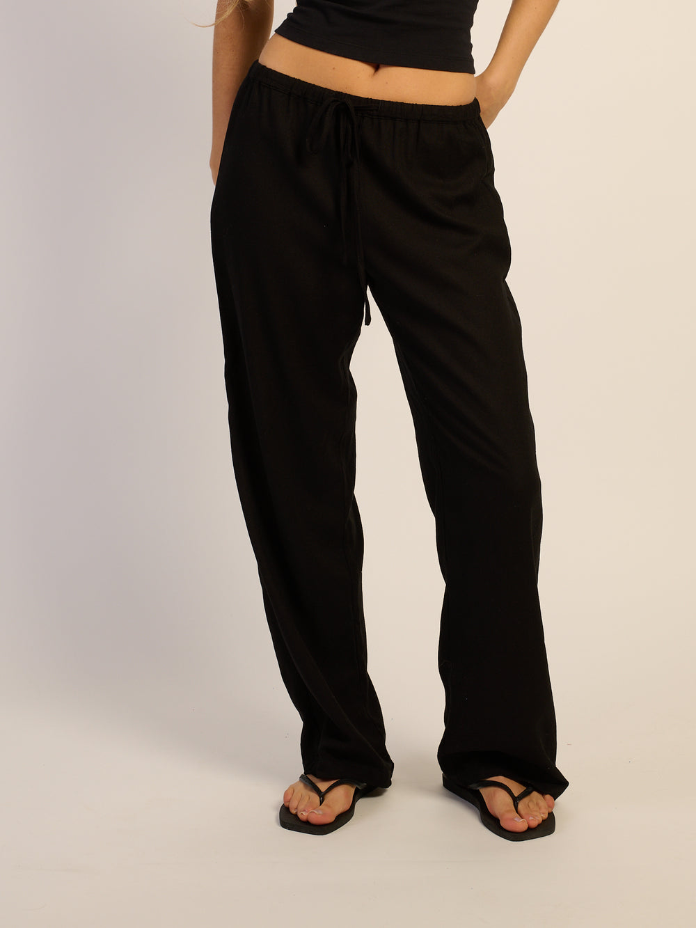 HARLOW LANA LINEN PANT - BLACK
