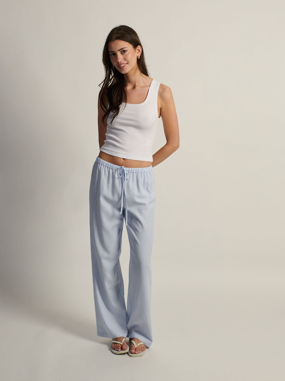 HARLOW LANA LINEN PANT - STRIPE - BLUE/WHITE