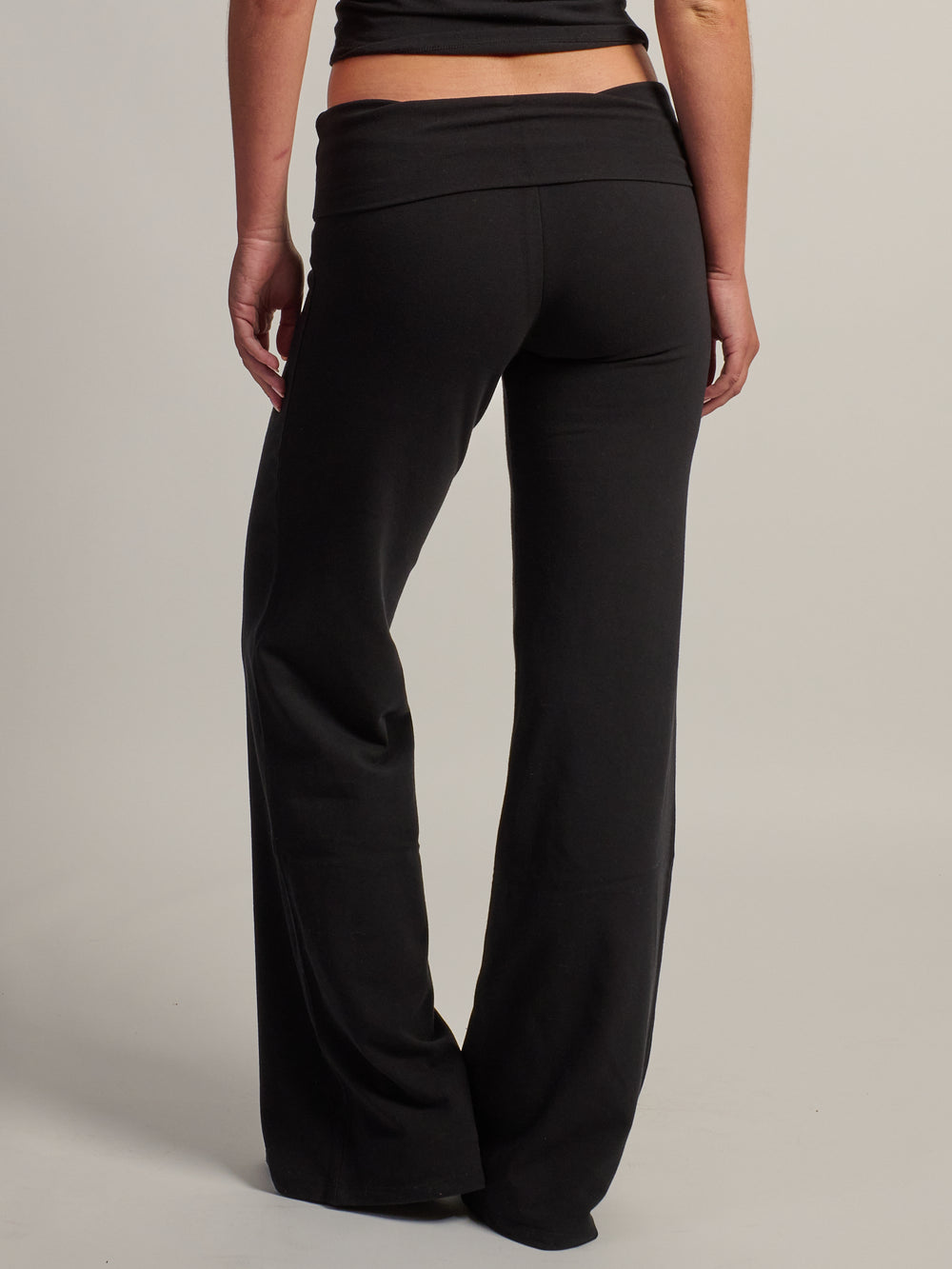 HARLOW ESSENTIAL FOLDOVER WIDE LEG PANT - BLACK