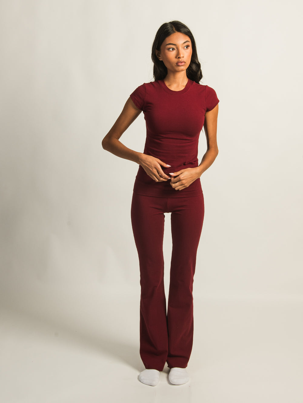 HARLOW GIA FOLDOVER PANT - BURGUNDY