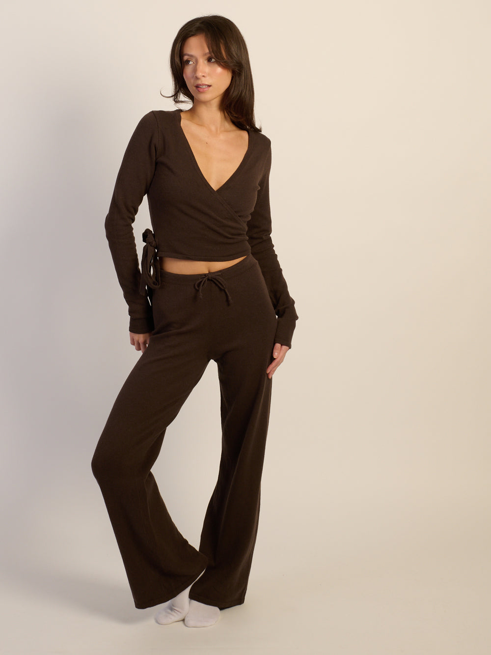 HARLOW PALOMA KNIT PANT - CHOCOLATE