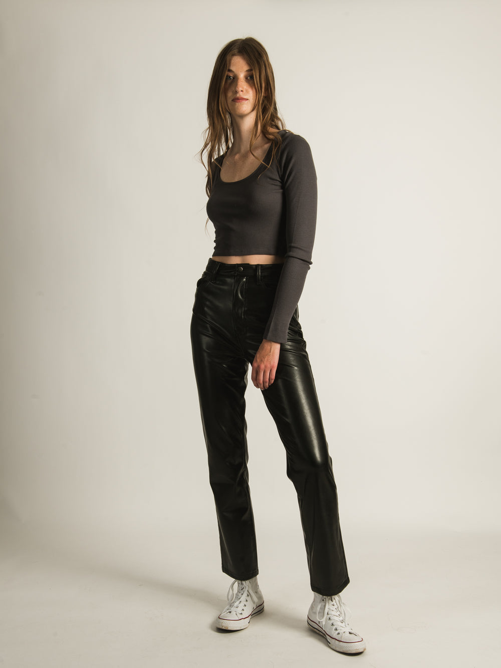 HARLOW HIGH RISE VEGAN LEATHER PANTS - CLEARANCE