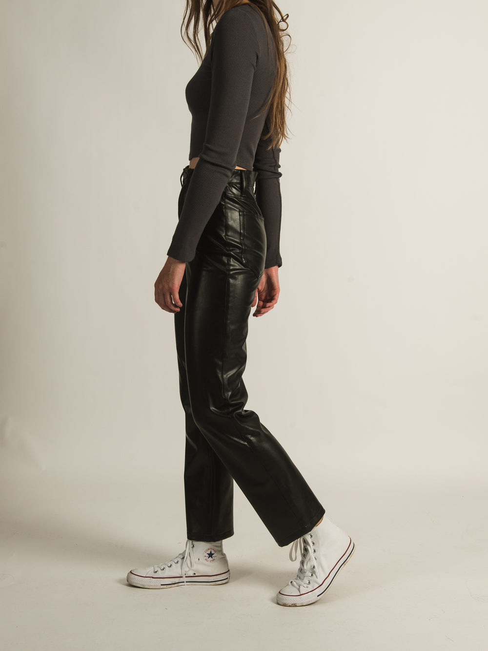 HARLOW HIGH RISE VEGAN LEATHER PANTS - CLEARANCE