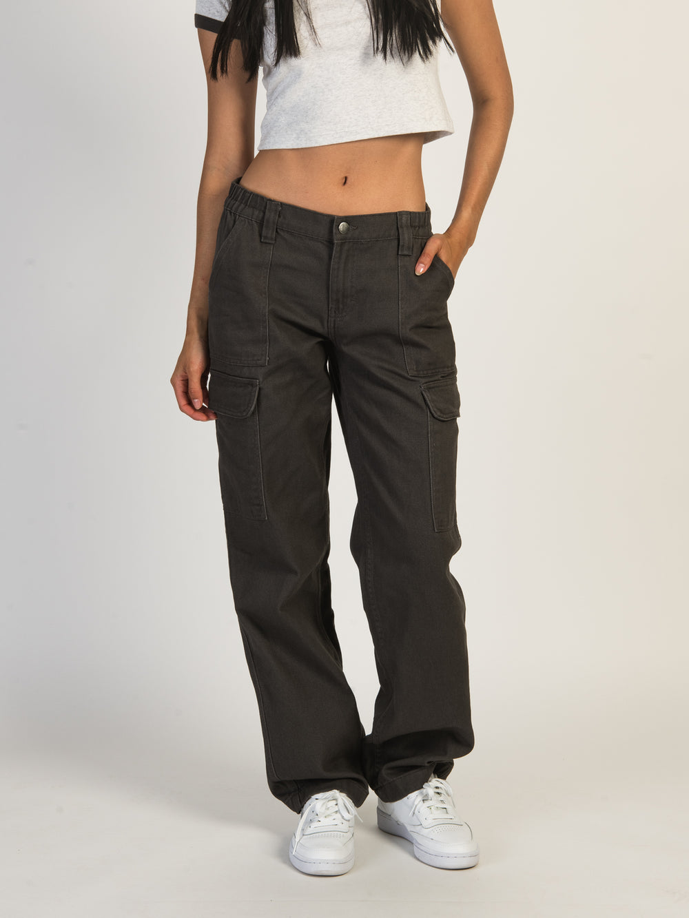HARLOW LOW RISE CARGO PANT - CHARCOAL - CLEARANCE