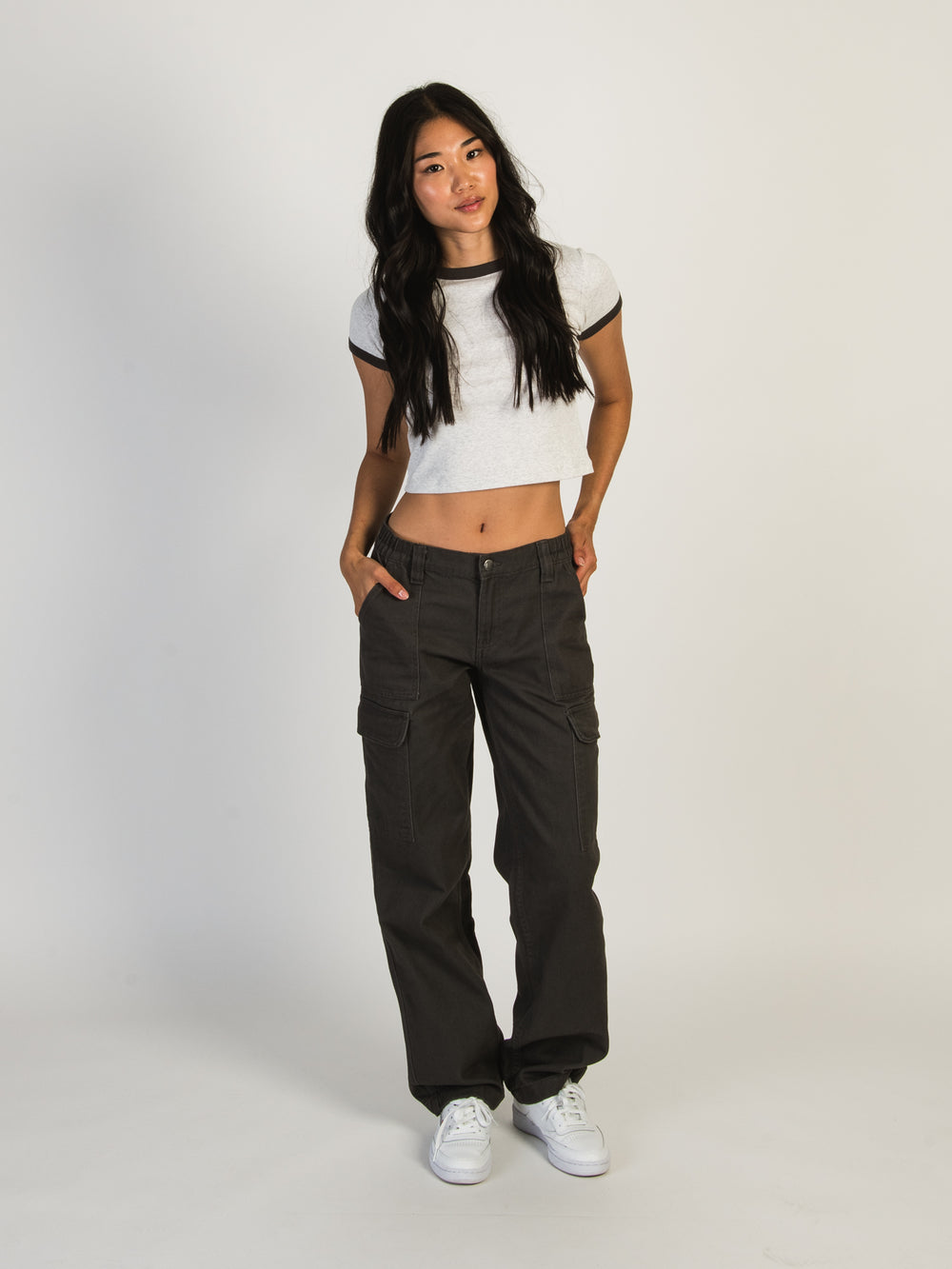 HARLOW LOW RISE CARGO PANT - CHARCOAL - CLEARANCE