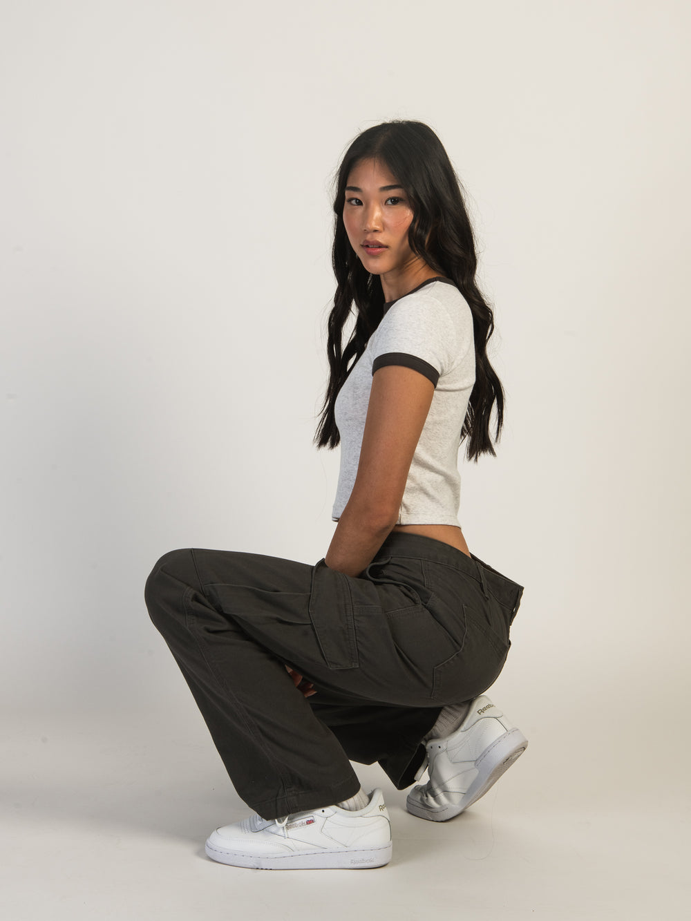 HARLOW LOW RISE CARGO PANT - CHARCOAL - CLEARANCE