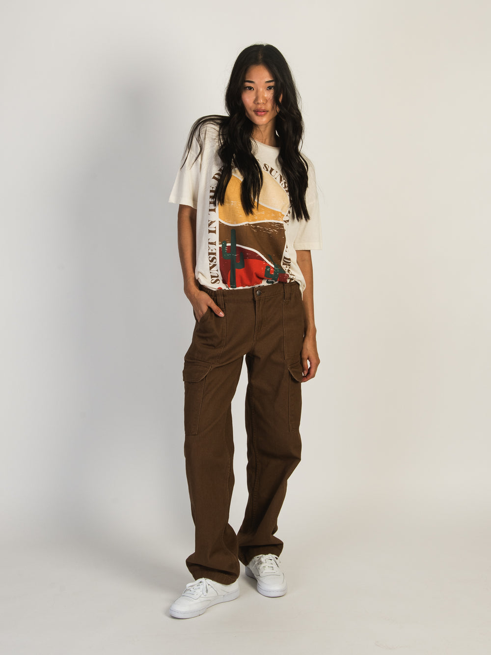 HARLOW LOW RISE CARGO PANT - CHOCOLATE - CLEARANCE