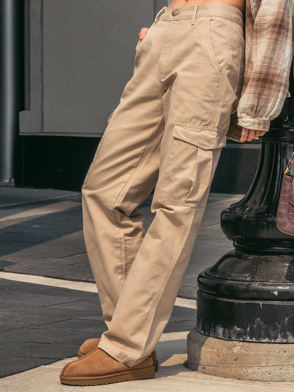 HARLOW DEE STRAIGHT FIT CARGO - SAND - CLEARANCE