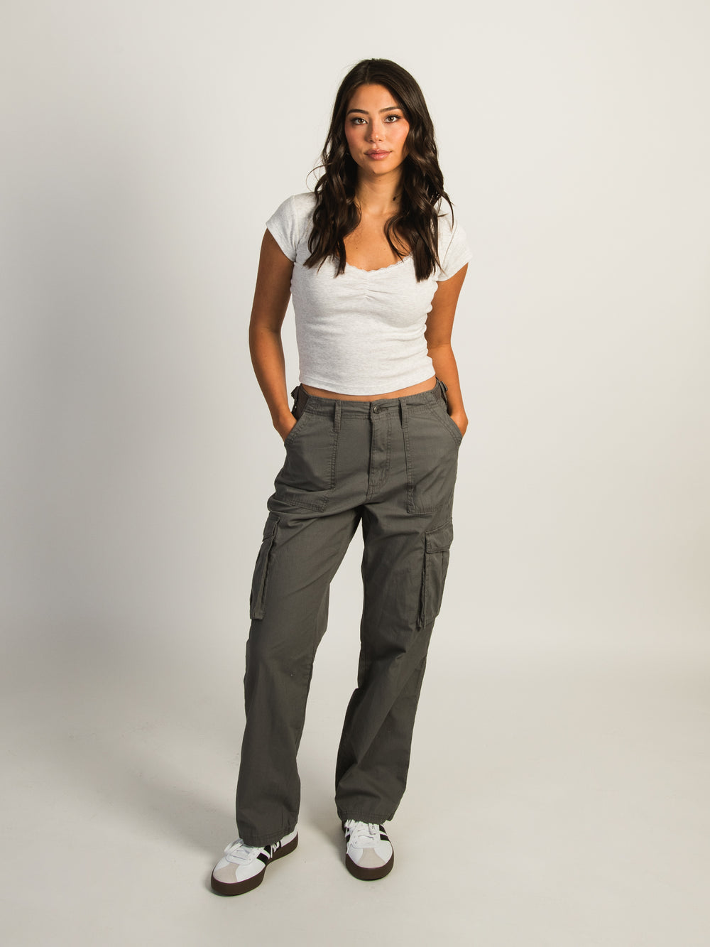 HARLOW PAIGE CARGO PANT - CHARCOAL
