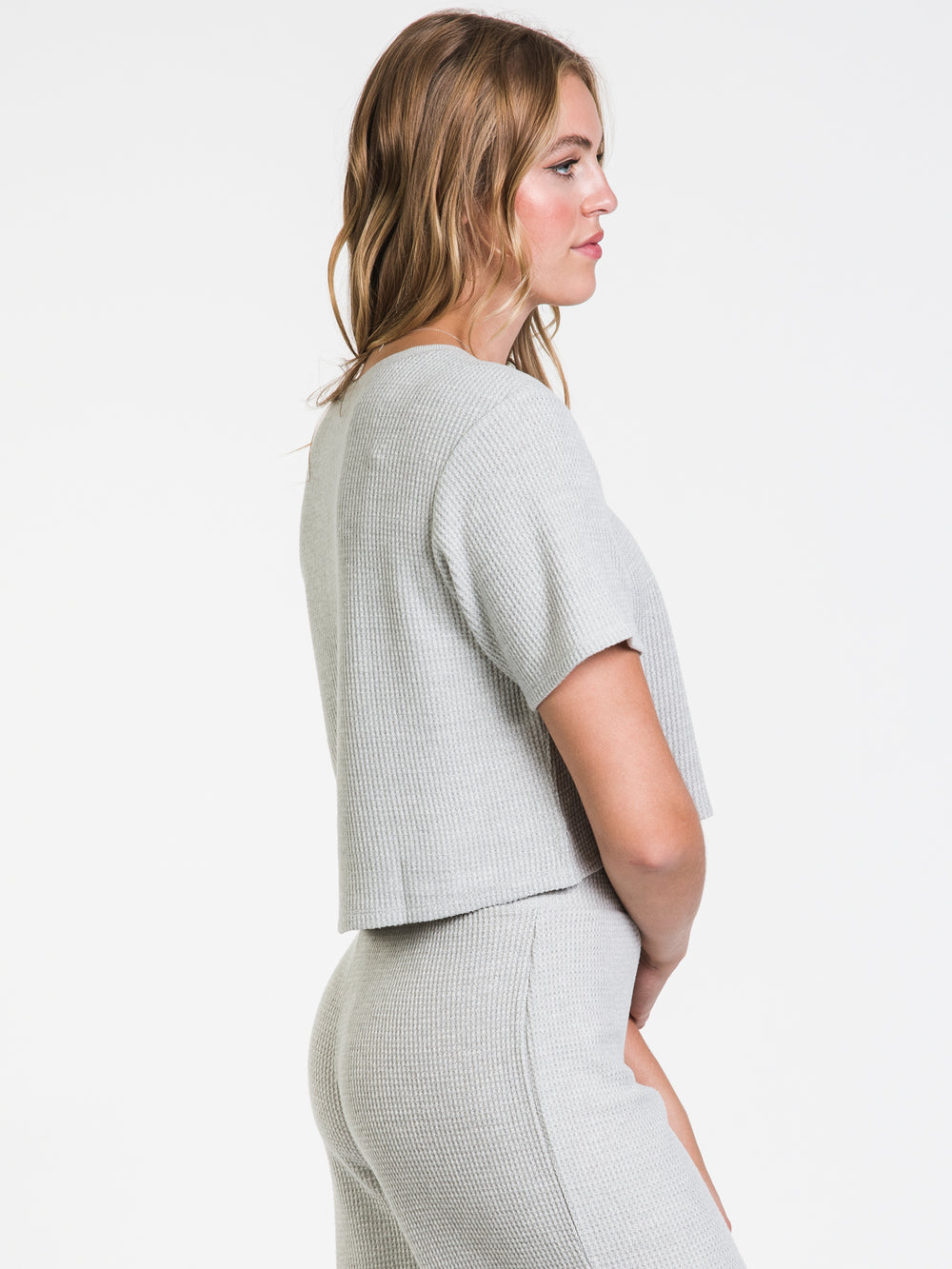 HARLOW WAFFLE CROPPED HENLEY - CLEARANCE