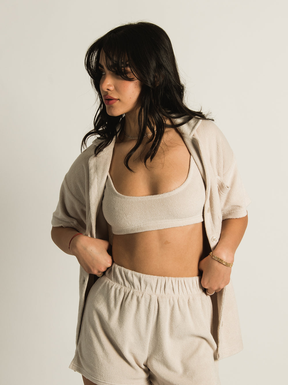 HARLOW TIA TERRY BUTTON UP - CLEARANCE