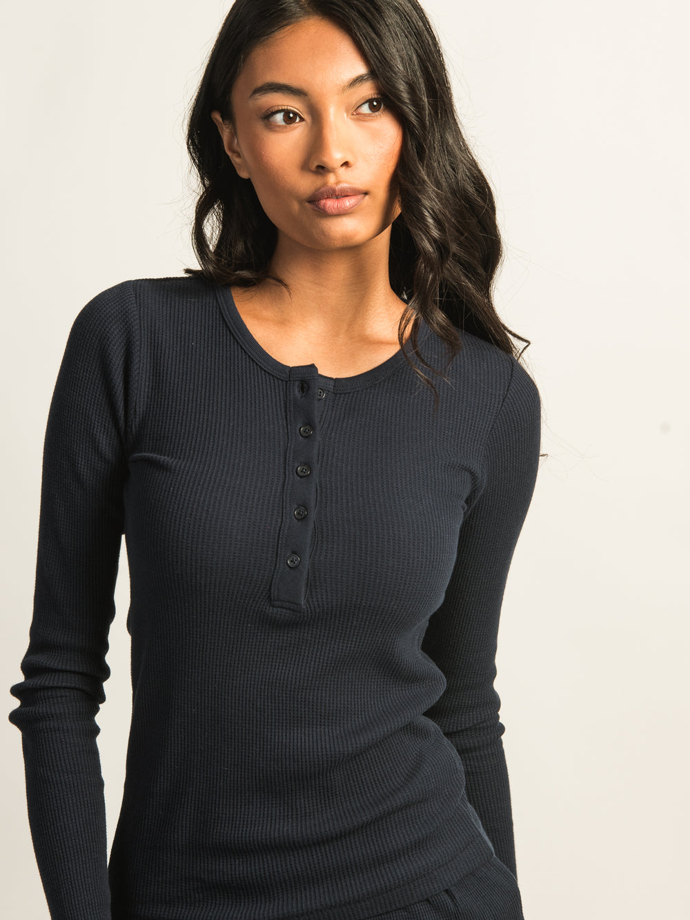 HARLOW WINNIE WAFFLE HENLEY - NAVY