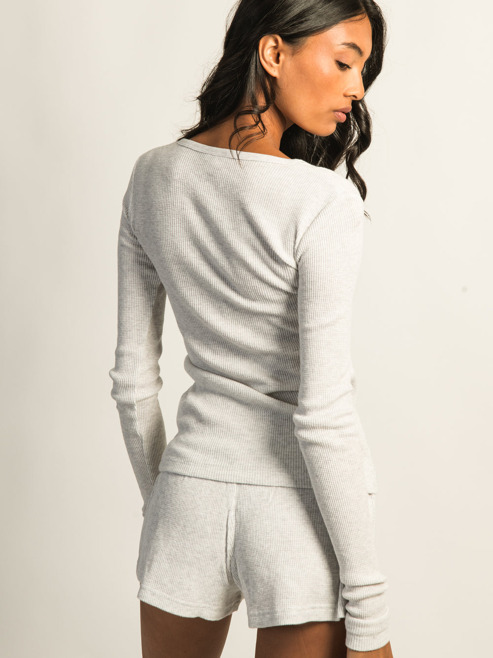 HARLOW WINNIE WAFFLE HENLEY MELANGE - CLOUD