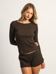 HARLOW HARLOW WAFFLE CREWNECK LONG SLEEVE - CHOCOLATE - Boathouse