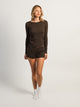 HARLOW HARLOW WAFFLE CREWNECK LONG SLEEVE - CHOCOLATE - Boathouse