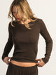 HARLOW HARLOW WAFFLE CREWNECK LONG SLEEVE - CHOCOLATE - Boathouse