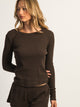 HARLOW HARLOW WAFFLE CREWNECK LONG SLEEVE - CHOCOLATE - Boathouse