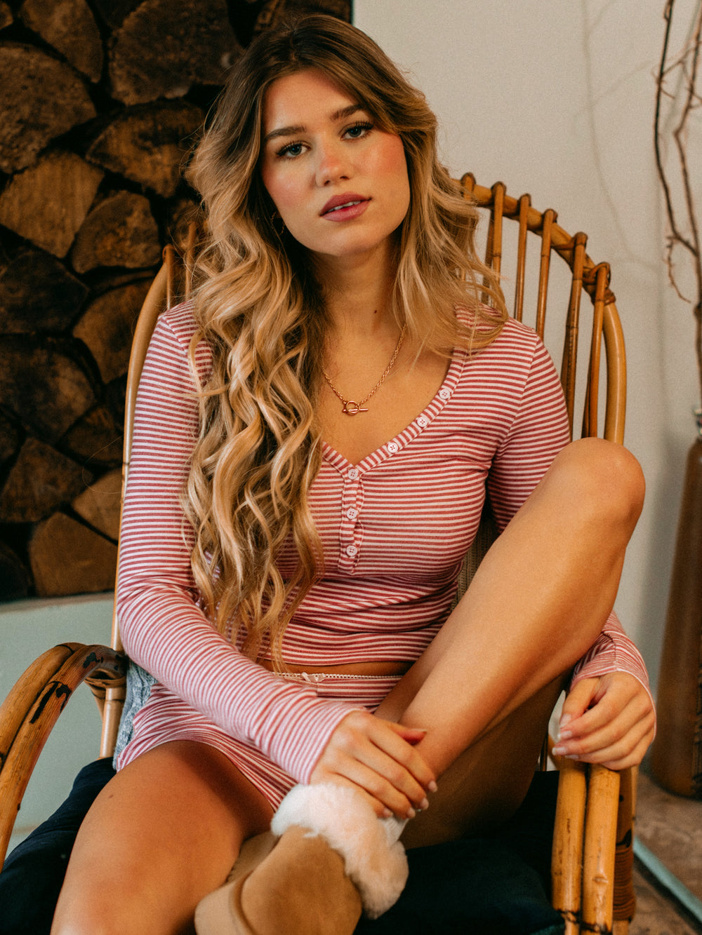 HARLOW HOLLY LONG SLEEVE HENLEY - STRIPE